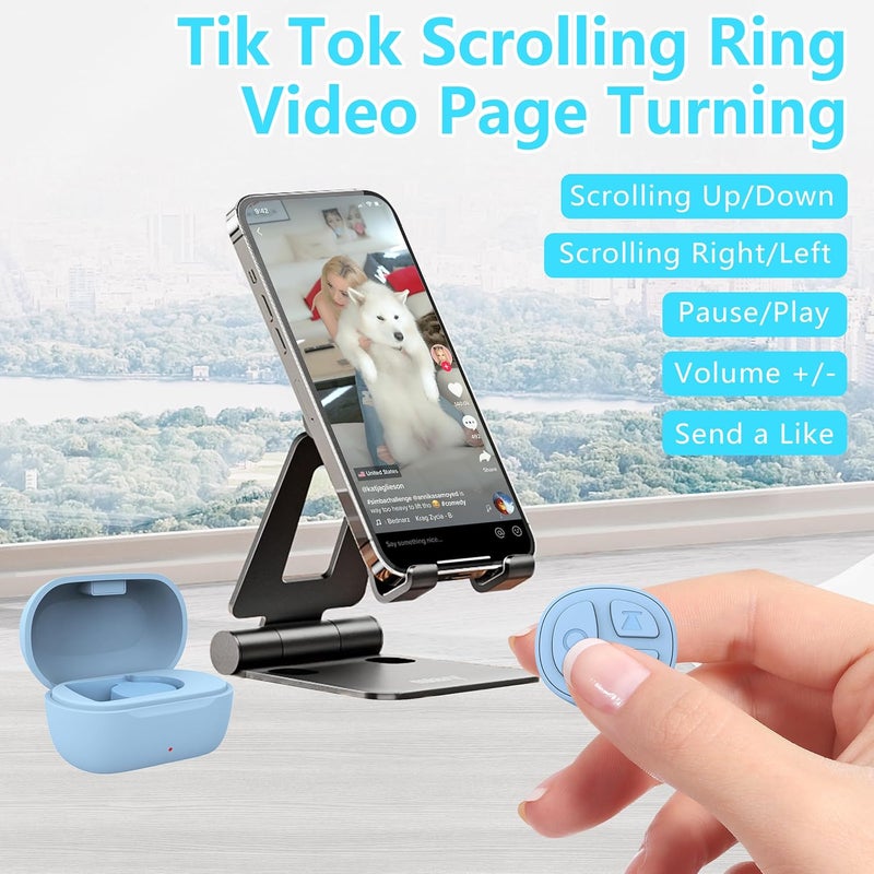 STDFORU TikTok Scrolling Ring, Bluetooth Camera Remote Control, Scrolling Ring for iPhone,TIK Tok, iPad, Android (Blue) - Image 2